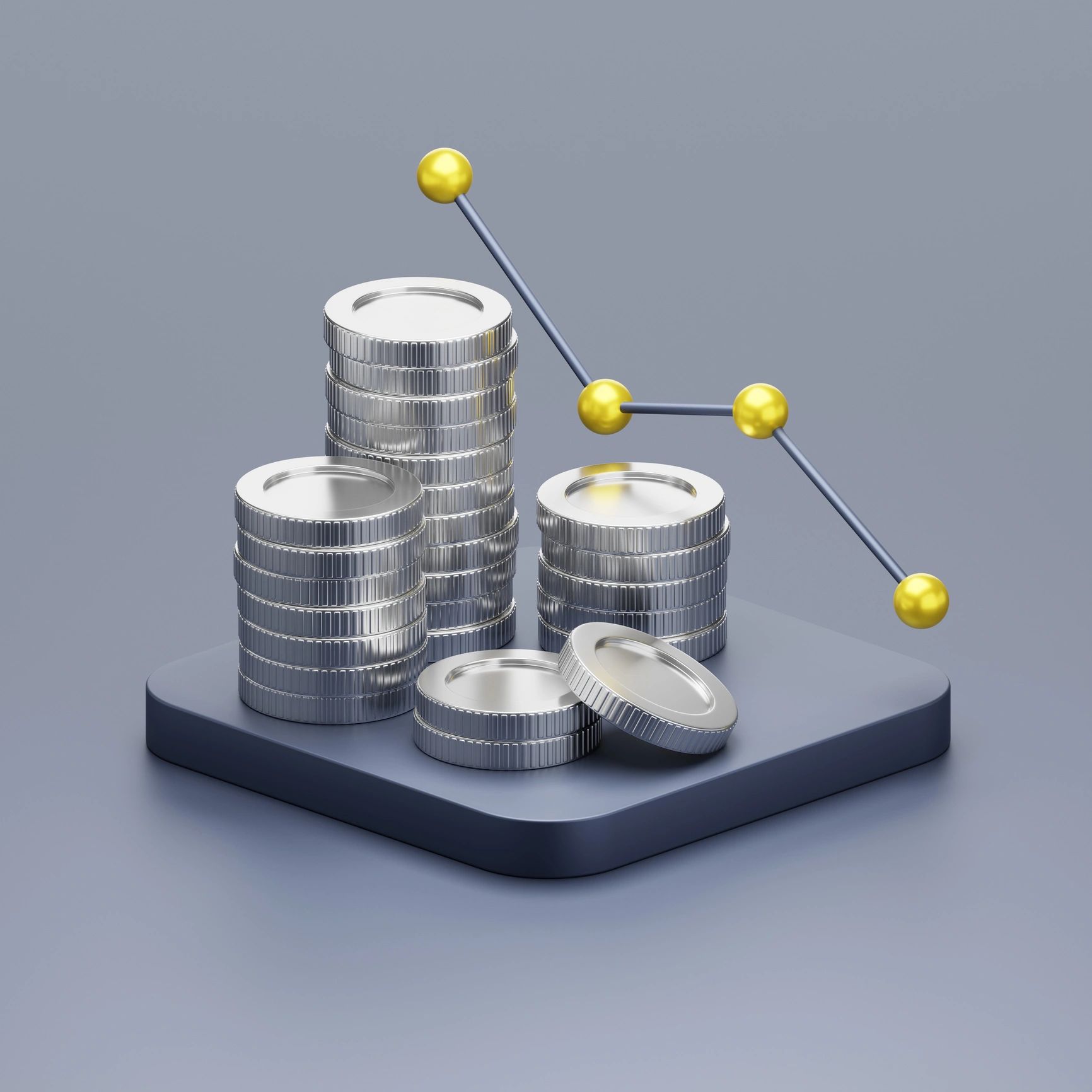 Stacks of silver coins